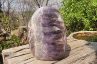 Polished Chevron Amethyst Standing Free Forms x 2 From Madagascar