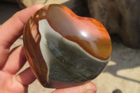 Polished Polychrome Jasper Hearts x 6 From Madagascar