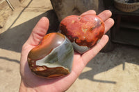 Polished Polychrome Jasper Hearts x 6 From Madagascar