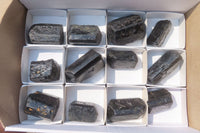 Natural Alluvial Schorl Black Tourmaline Crystals x 12 From Zimbabwe