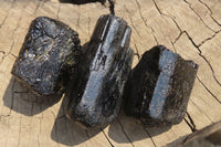 Natural Alluvial Schorl Black Tourmaline Crystals x 12 From Zimbabwe