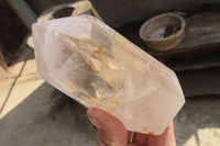 Polished Clear Quartz Point-Prisms x 3 From Madagascar