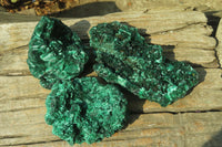 Natural Silky Malachite Specimens x 3 From Kasompe, Congo