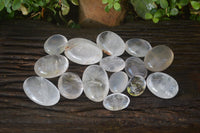 Polished Girasol Pearl Quartz Galet-Palm Stones x 15 From Ambatondrazaka, Madagascar