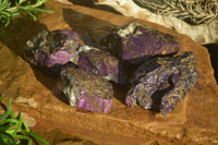 Natural Metallic Purpurite Cobbed Specimens x 5 From Erongo, Namibia