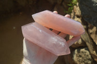 Polished Double Terminated Rose Quartz Crystals x 3 From Madagascar