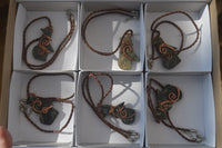 Polished Ancient Eagle Copper Wire Wrapped Pendants x 6 From Zimbabwe