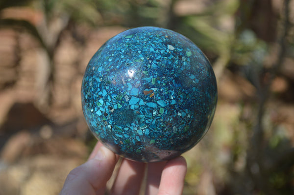 Polished Chrysocolla Conglomerate Spheres x 2 From Congo