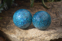 Polished Chrysocolla Conglomerate Spheres x 2 From Congo