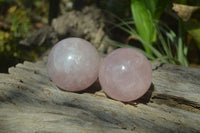 Polished Pink Rose Quartz Spheres x 4 From Ambatondrazaka, Madagascar