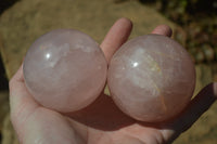 Polished Pink Rose Quartz Spheres x 4 From Ambatondrazaka, Madagascar