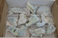 Natural Etched Blue Chalcedony Specimens x 12 From Nsanje, Malawi