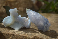 Natural Etched Blue Chalcedony Specimens x 12 From Nsanje, Malawi