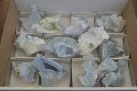 Natural Etched Blue Chalcedony Specimens x 12 From Nsanje, Malawi