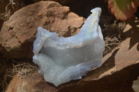 Natural Etched Blue Chalcedony Specimens x  6 From Nsanje, Malawi