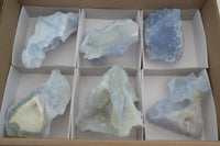 Natural Etched Blue Chalcedony Specimens x  6 From Nsanje, Malawi