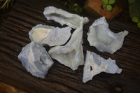 Natural Etched Blue Chalcedony Specimens x  6 From Nsanje, Malawi