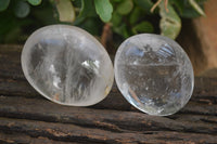 Polished Clear & Girasol Quartz Palm Stones x 14 From Madagascar