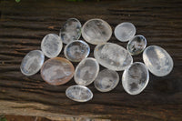 Polished Clear & Girasol Quartz Palm Stones x 14 From Madagascar