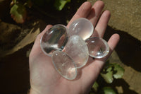 Polished Clear & Girasol Quartz Palm Stones x 14 From Madagascar