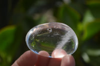 Polished Clear & Girasol Quartz Palm Stones x 14 From Madagascar