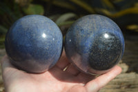 Polished Lazulite Spheres x 2 From Madagascar