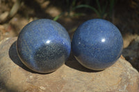 Polished Lazulite Spheres x 2 From Madagascar