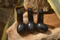 Polished Black Basalt Points & Eggs x 6 From Antsirabe, Madagascar