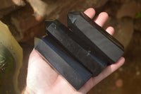 Polished Black Basalt Points & Eggs x 6 From Antsirabe, Madagascar