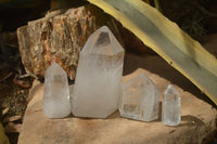 Polished Clear Quartz Points x 4 From Madagascar