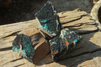 Natural Libethenite Crystals On Dolomite Matrix Specimens x 3 From Shituru, Congo