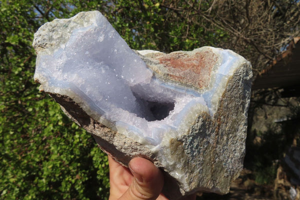 Natural Blue Lace Agate Geode Specimens x 2 From Nsanje, Malawi