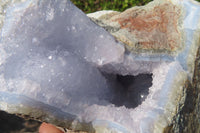 Natural Blue Lace Agate Geode Specimens x 2 From Nsanje, Malawi