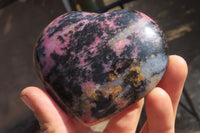 Polished Rhodonite Hearts x 3 From Ambindavato, Madagascar