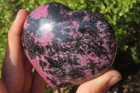 Polished Rhodonite Hearts x 3 From Ambindavato, Madagascar