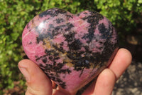 Polished Rhodonite Hearts x 3 From Ambindavato, Madagascar