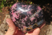 Polished Rhodonite Hearts x 3 From Ambindavato, Madagascar