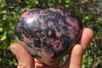 Polished Rhodonite Hearts x 3 From Ambindavato, Madagascar