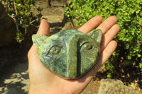 Polished Leopard Stone Cat Face Carvings x 3 From Zimbabwe