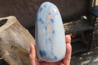 Polished Blue Spinel Spotted Quartz Standing Free Form x 1 From Madagascar