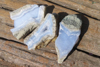 Natural Etched Blue Chalcedony Specimens x 12 From Malawi