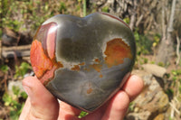 Polished Polychrome Jasper Hearts x 6 From Mahajanga, Madagascar