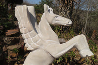 Polished White Marble Pegasus Carving x 1 From Zimbabwe