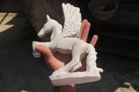 Polished White Marble Pegasus Carving x 1 From Zimbabwe