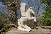 Polished White Marble Pegasus Carving x 1 From Zimbabwe