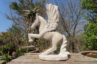 Polished White Marble Pegasus Carving x 1 From Zimbabwe