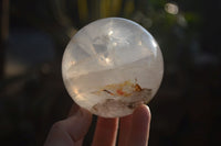 Polished Girasol Pearl Quartz Spheres x 2 From Ambatondrazaka, Madagascar