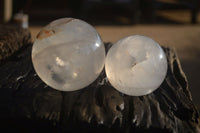 Polished Girasol Pearl Quartz Spheres x 2 From Ambatondrazaka, Madagascar