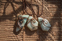 Polished Blue Smithsonite Copper Wire Wrapped Pendants x 6 From Congo