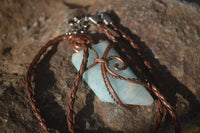 Polished Blue Smithsonite Copper Wire Wrapped Pendants x 6 From Congo